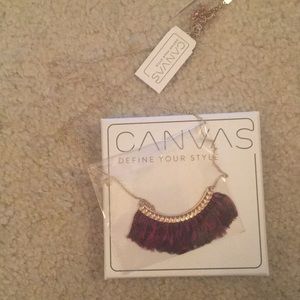 Red feather Canvas Statement Necklace